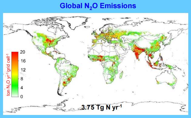 北卡州立大學(xué)利用統(tǒng)計模型測算全球一年期間的N2O排放
